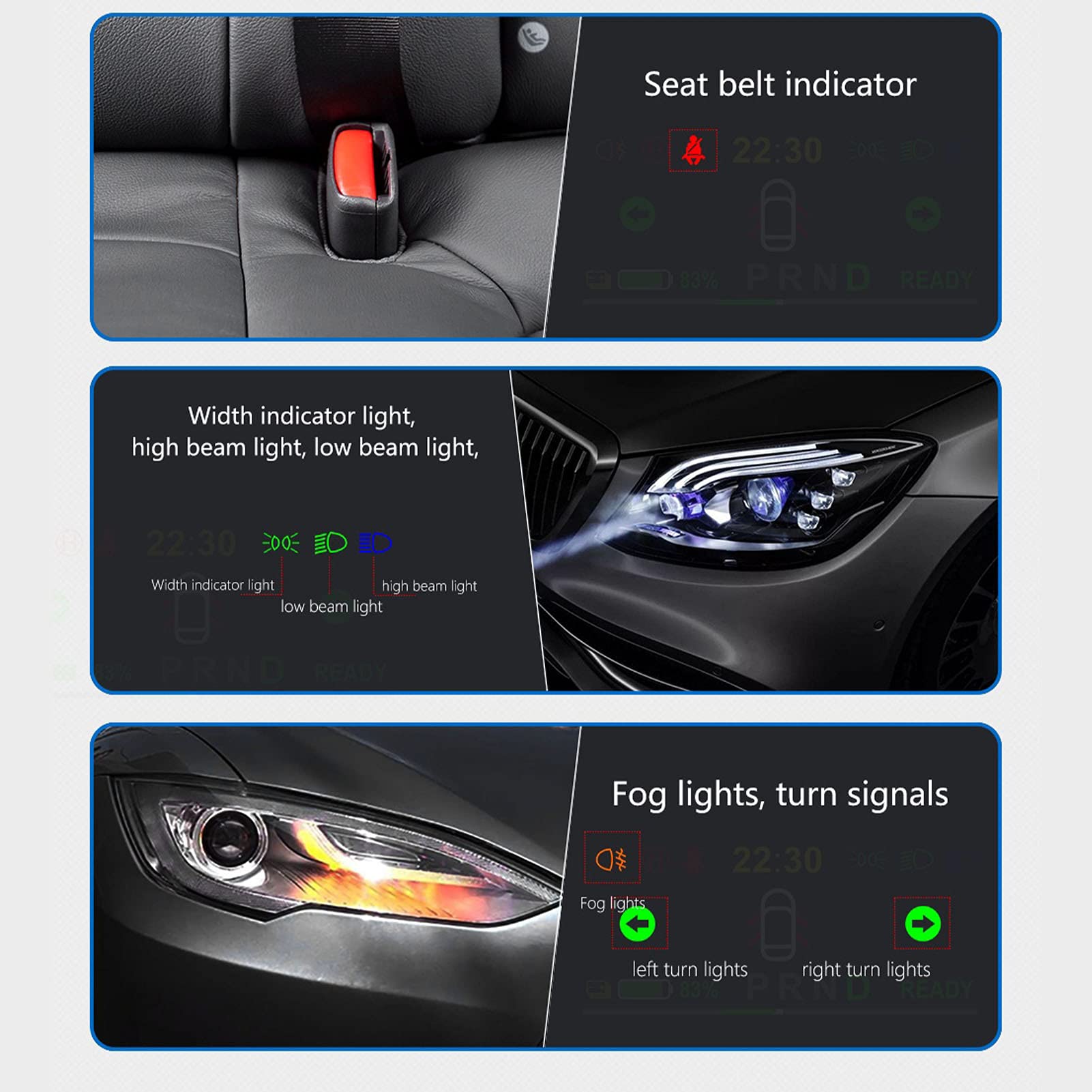 Pantalla frontal de 12 V OBD2 GPS velocímetro parabrisas HUD apto para modelo 3 Y, proyector de navegación Bluetooth de alta definición con alfombrilla antideslizante, brillo