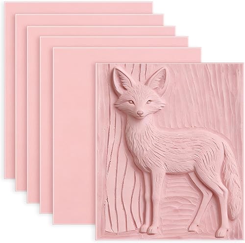 Paquete de 6 Bloques de Tallado de Sellos de Goma Rosa Pálido de 8"x6" Bloques de Linóleo de Goma Suave para Proyectos de Manualidades