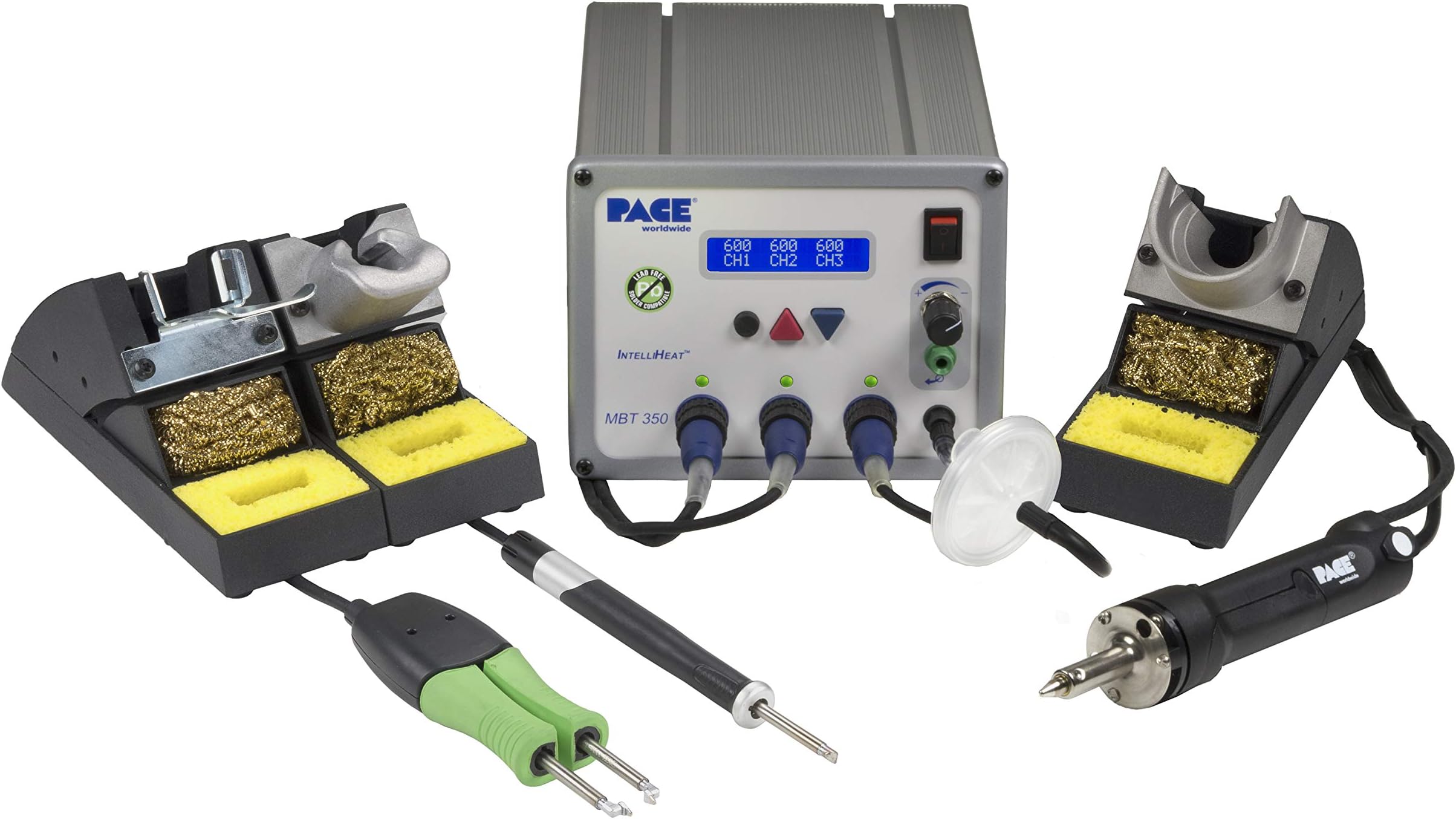 PACE MBT 350 (MBT350) Multi-Channel Soldering Desoldering & Rework System with SX-100 Desolder Iron TD-100A Soldering Iron and MT-100 MiniTweez Thermal Tweezer