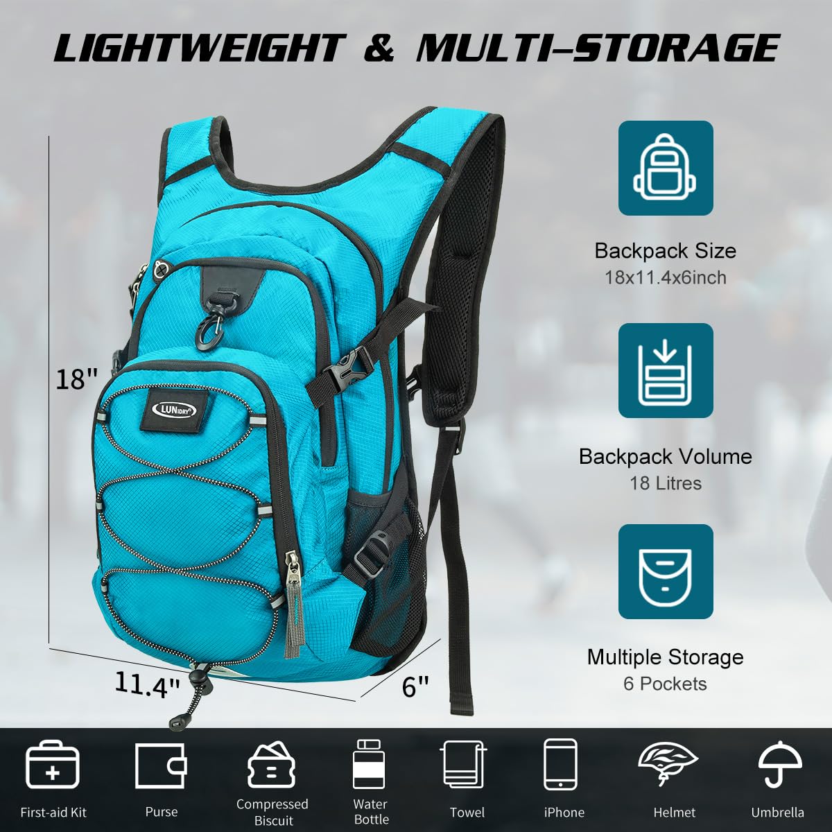 Sac à dos d'hydratation avec poche d'eau de 3 L, sac à dos d'hydratation isotherme pour course à pied, sac à dos léger pour randonnée, cyclisme, camping, vélo pour homme et femme