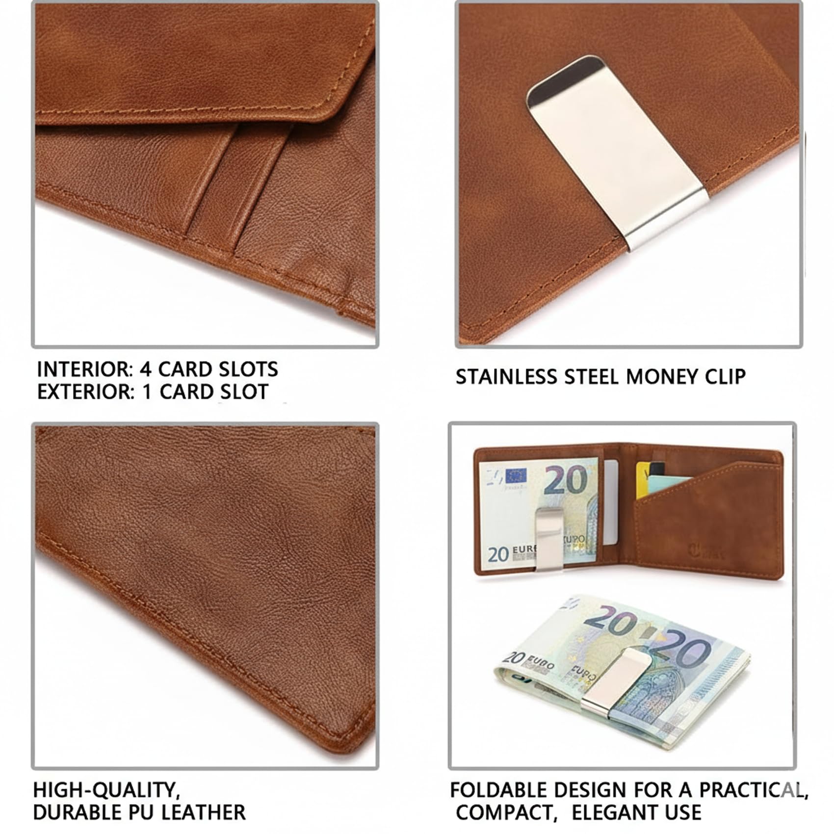 Zacisk do pieniędzy męski, Slim Wallet z zaciskiem do pieniędzy, Money Clip, Ultralekkie etui na karty, Kompaktowe etui na karty kredytowe RFID, Minimalistyczny portfel z zaciskiem do
