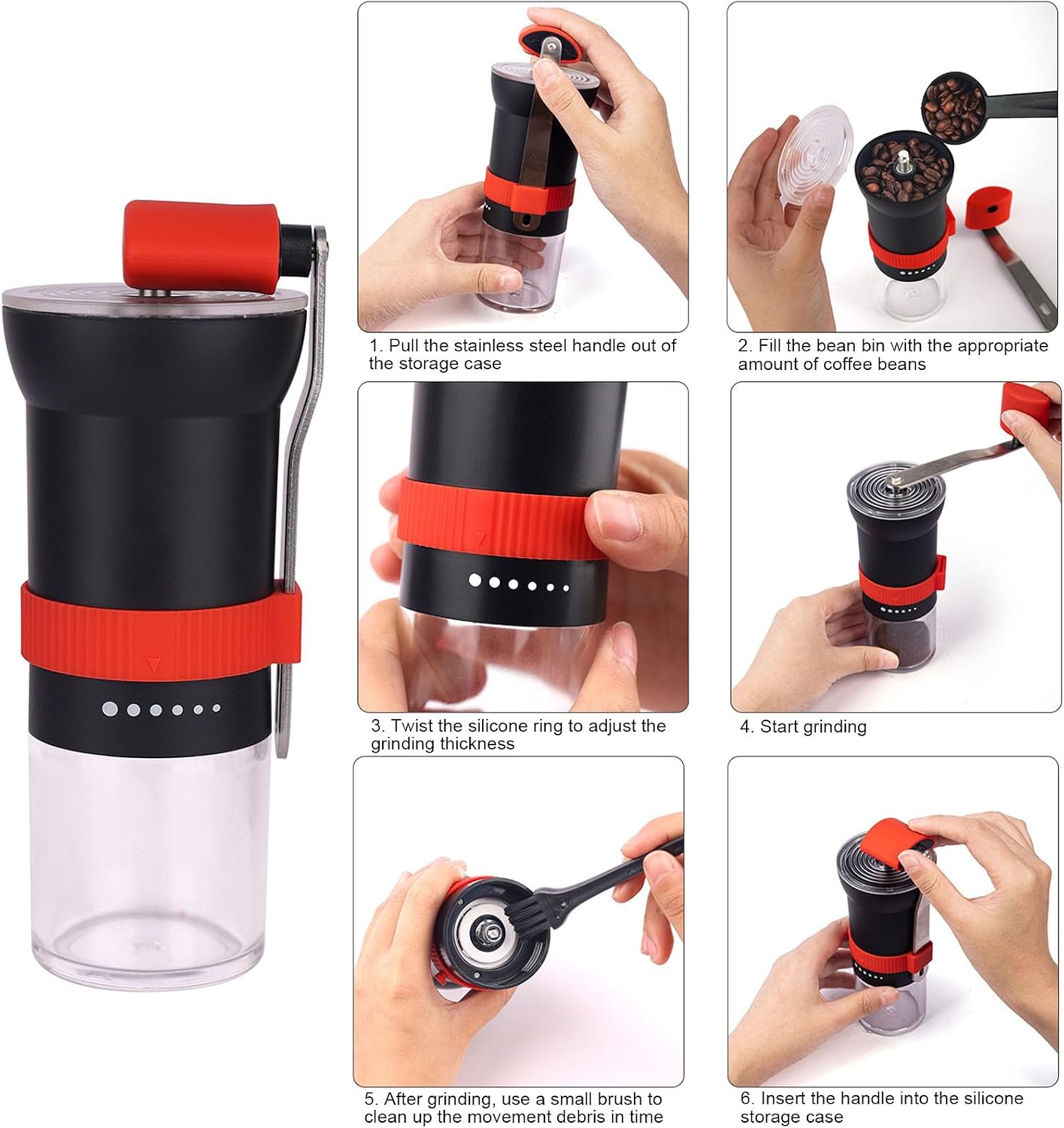 Multipurpose Manual Coffee Grinder Portable With Ceramic Cutter For Recent Ground