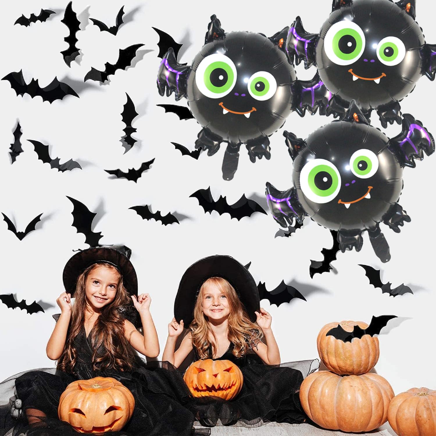 Halloween Bat Foil Balloons Party Decorations 3pcs Large Bat Balloons for Kids Halloween Party Decor, Black, 15 cm x 20 cm x 1 cm - Image 4