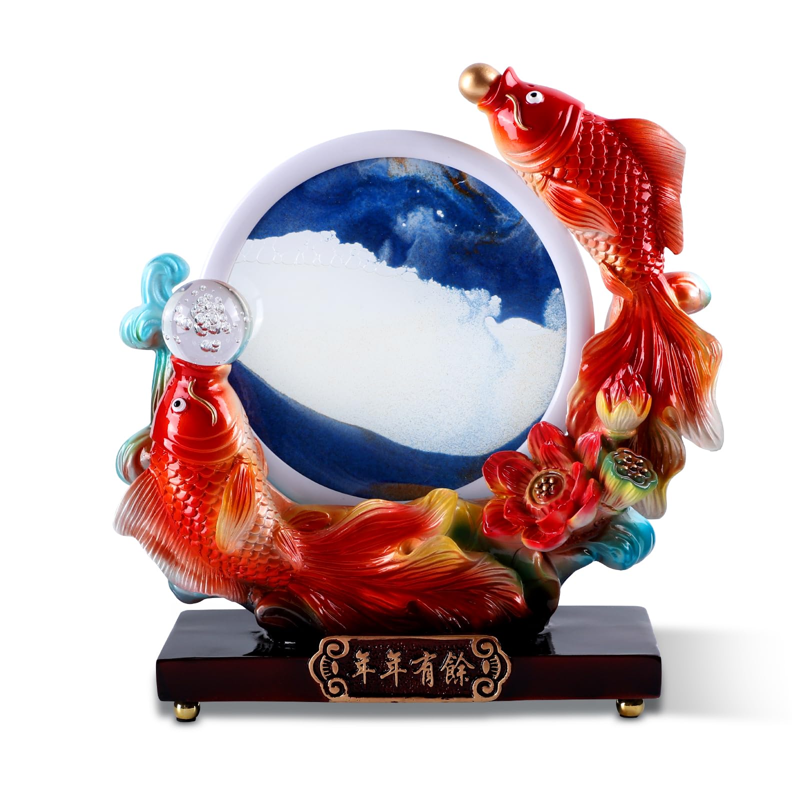 Feng Shui Chinese Lucky Fish Statue - Carps Decor For Home Or Office, Resin, Multicolor - View #12