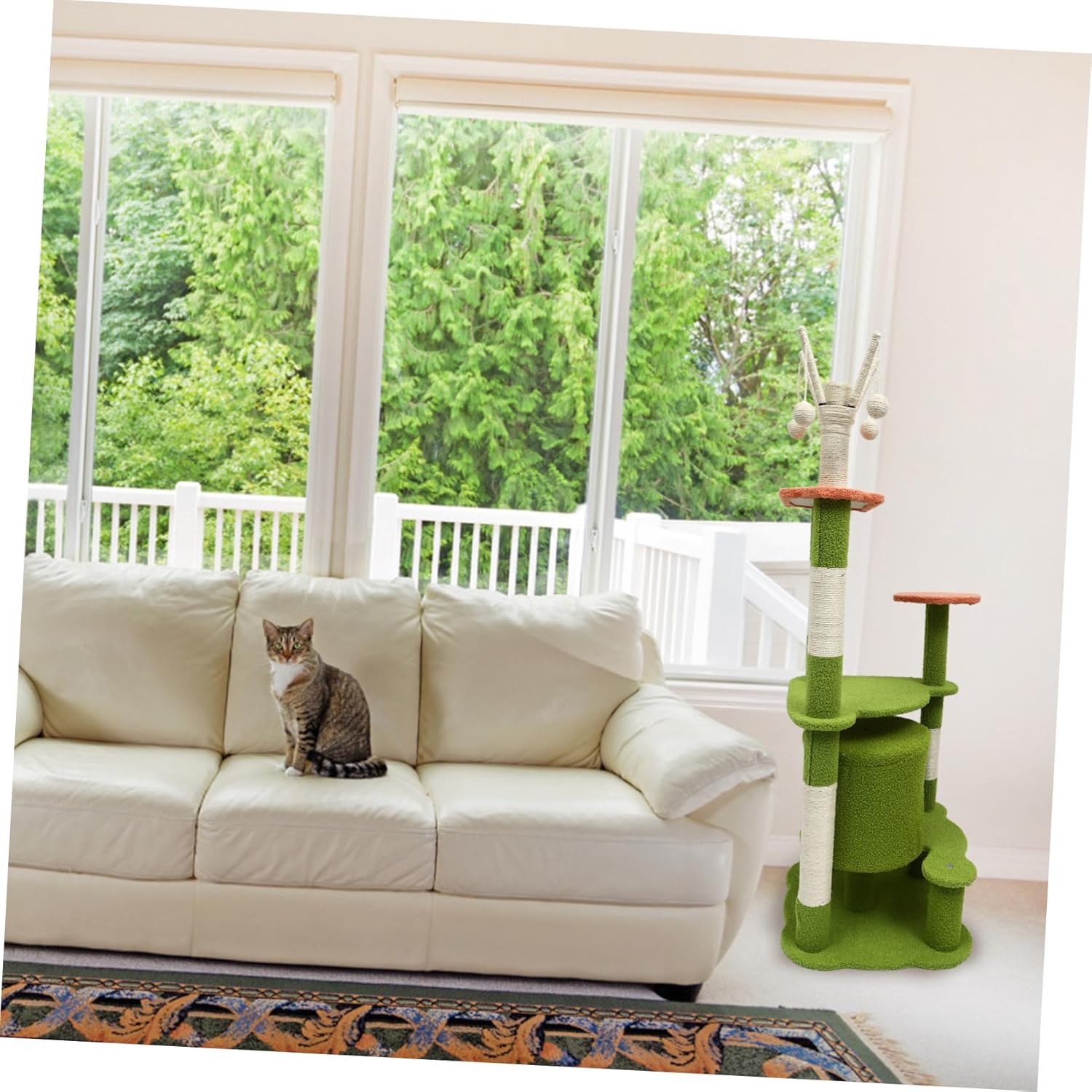 1Pc Castle Shape Cat Climbing Frame with Scratching Board Multi Functional Cat Nest and Jumping for Indoor Cats and Design for Pets