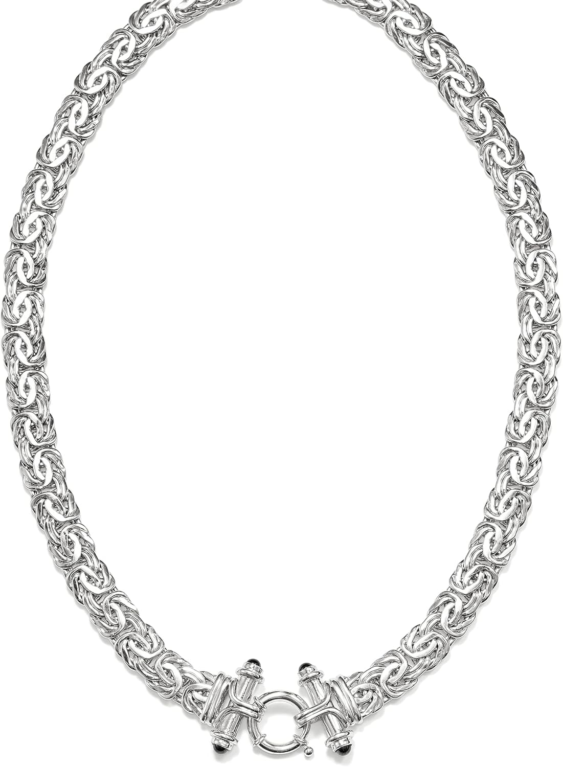 Ross-Simons Sterling Silver Byzantine Necklace With Black Onyx