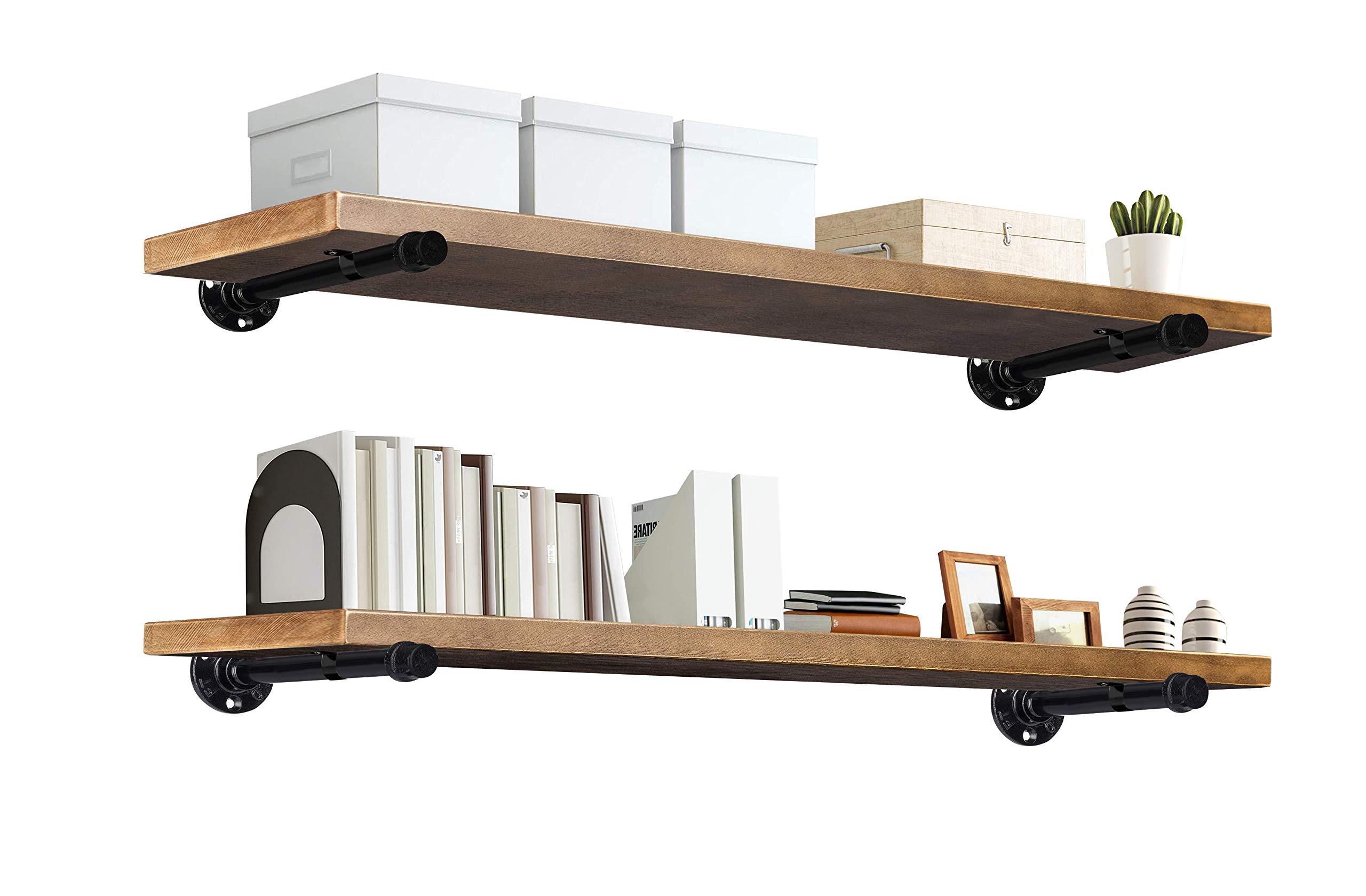 Buy TEN49 Industrial Wood Shelf 48" Espresso Rustic Wooden Wall