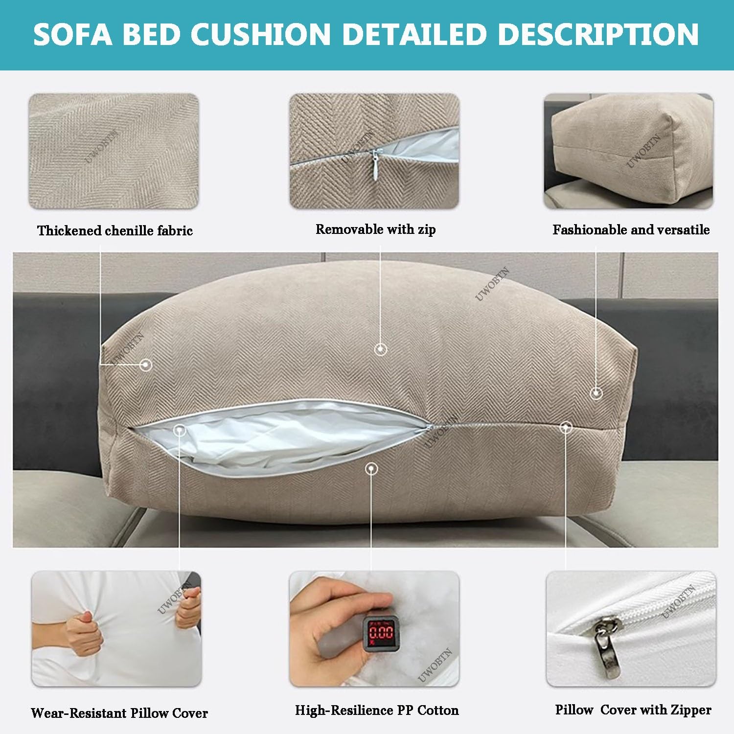 Cuscino da Lettura 80x50cm Schienale Divano Cuscino 70x50cm Singolo/Matrimoniale Cuscini Testata Letto Grande Supporto Lombare Cuscino Removibile per Letto, Divano, Tatami(A9,80x50x18cm)