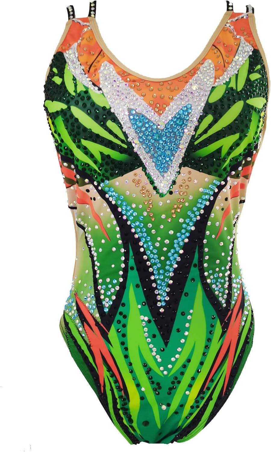 Girls' Green Synchronized Swimsuit Professional Competition Costume Performance Costume