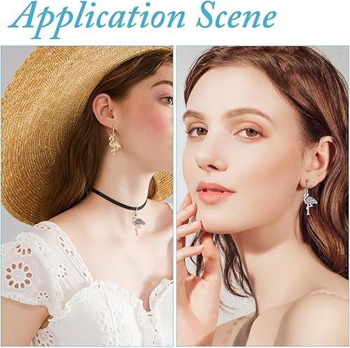 Miniatura 5 de SUPERFINDINGS 48 dijes de aleación de diamantes de imitación de 8 estilos, dijes de platino y flamenco dorado, dijes de grúa para manualidades,