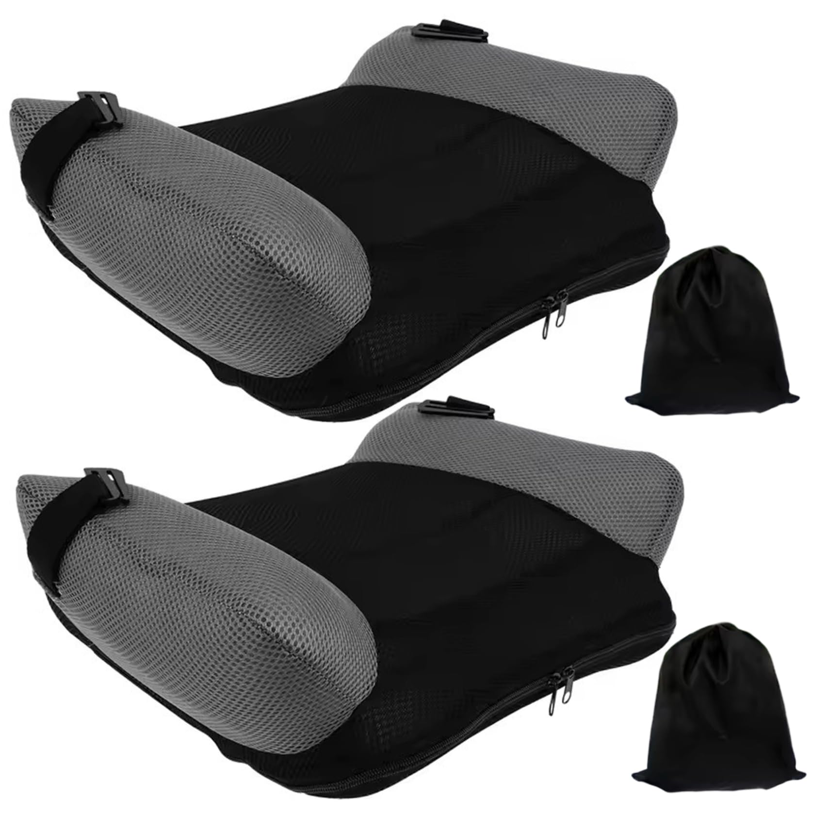 Asiento elevador de viaje, 2 piezas, asiento elevador, inflado rápido y portátil de viaje con bolsa de almacenamiento, cómodo cojín de coche sin respaldo