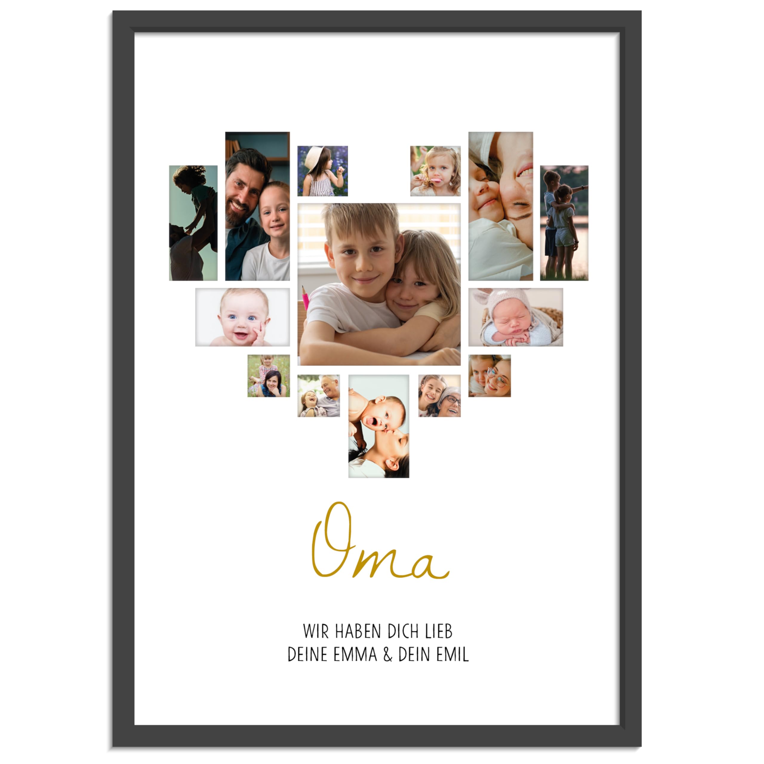 OWLBOOK® Personalisierte Geschenke für Oma Fotogeschenke für Oma Geschenke zum Geburtstag Geburtstagsgeschenke für Oma | Herz Mosaik 14 Fotos | Papier