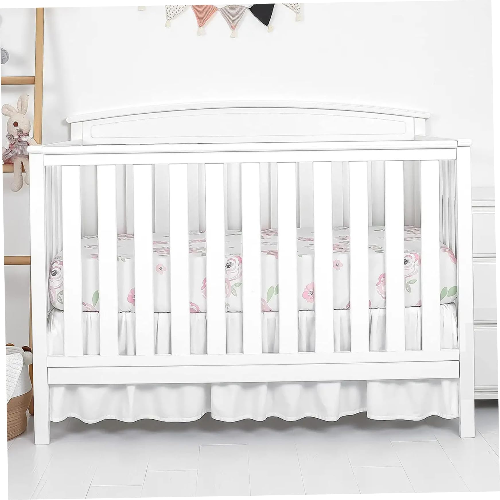 Gonne bianche per lettino per culla, gonna per biancheria da letto per bambini per culla per neonati o ragazzi, 28x52x14 pollici