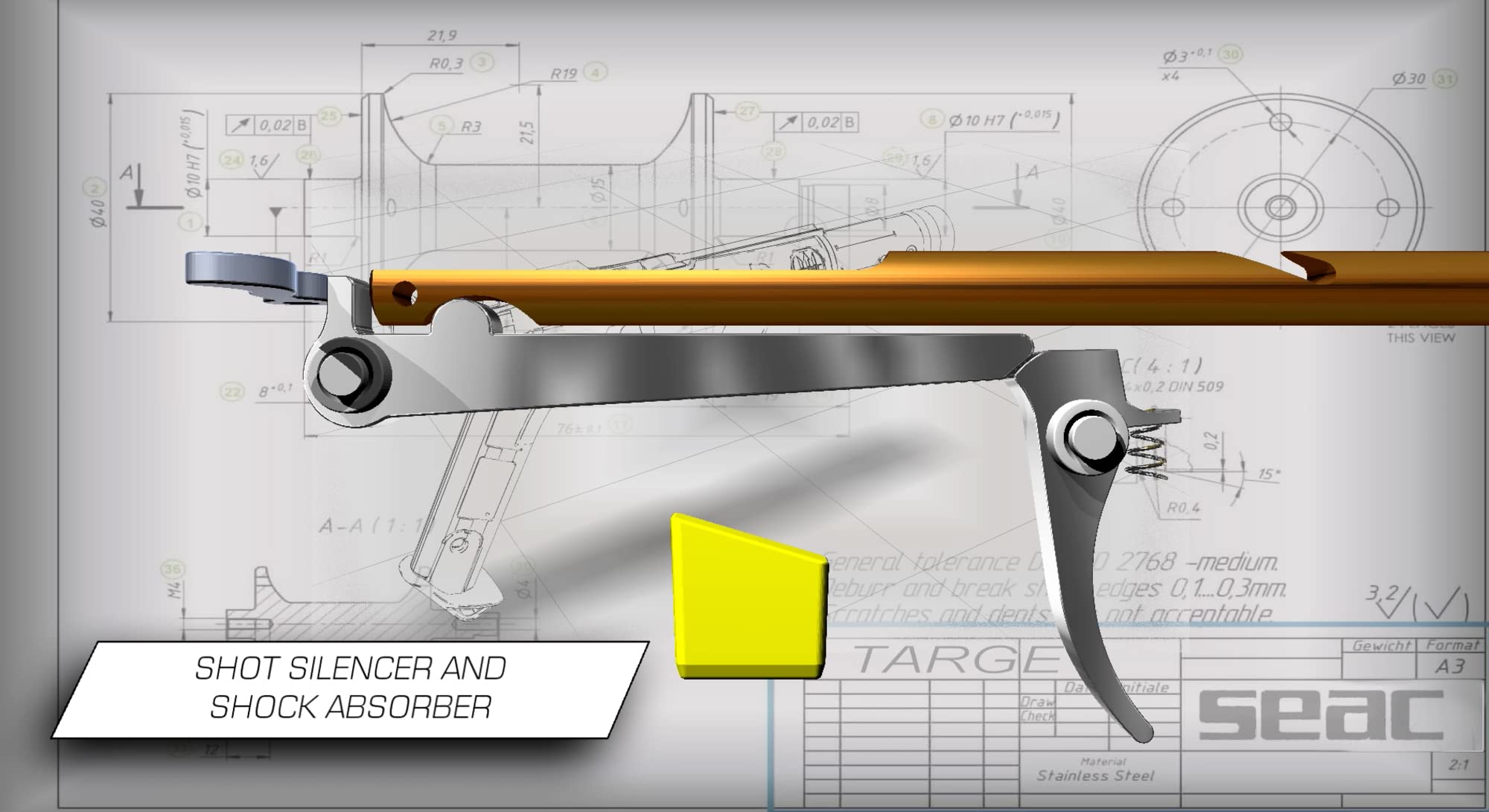 SEAC Target, Fucile ad Elastico per la Pesca Subacquea Unisex-Adult