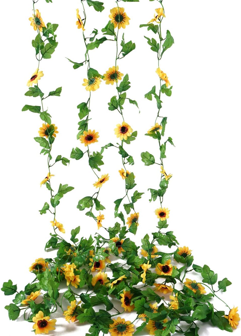 Beferr4Pcs 31.2FT Artificial Sunflower Vines Decor Faux Sunflowers Garland Faux Hanging Flowers for Home Wedding Party Decoration