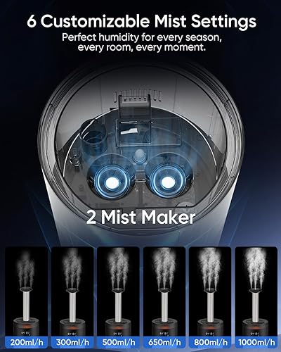 Miniatura 6 de Humidificadores para dormitorio, humidificador de 16 litros para habitación grande de 1500 pies cuadrados, humidificador ultrasónico de niebla fría