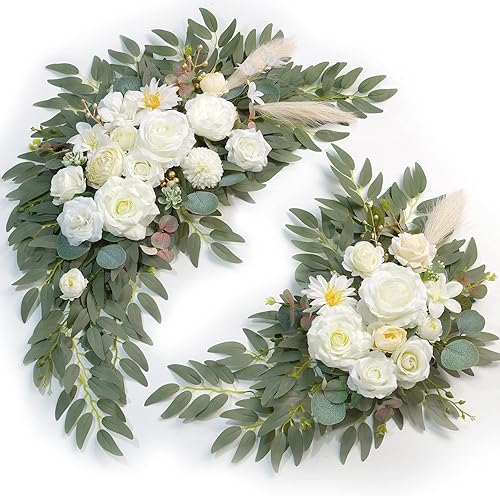 Kit de flores artificiales para arco de boda (paquete de 2) para arco de boda, despedida de soltera, ceremonia y decoración de telón de fondo de