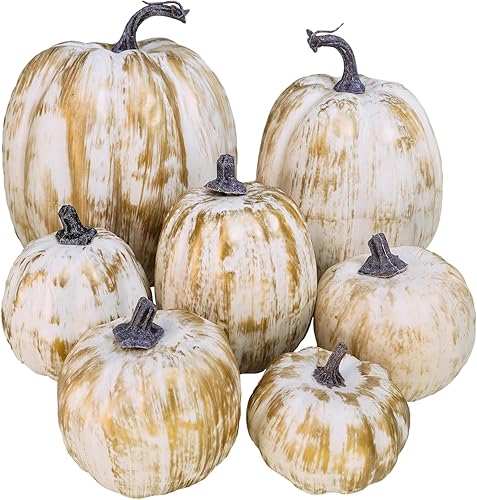 Vista 10 de Winlyn 7 calabazas artificiales verdes surtidas, calabazas de cosecha de color verde oscuro, calabazas decorativas de espuma para granja, otoño