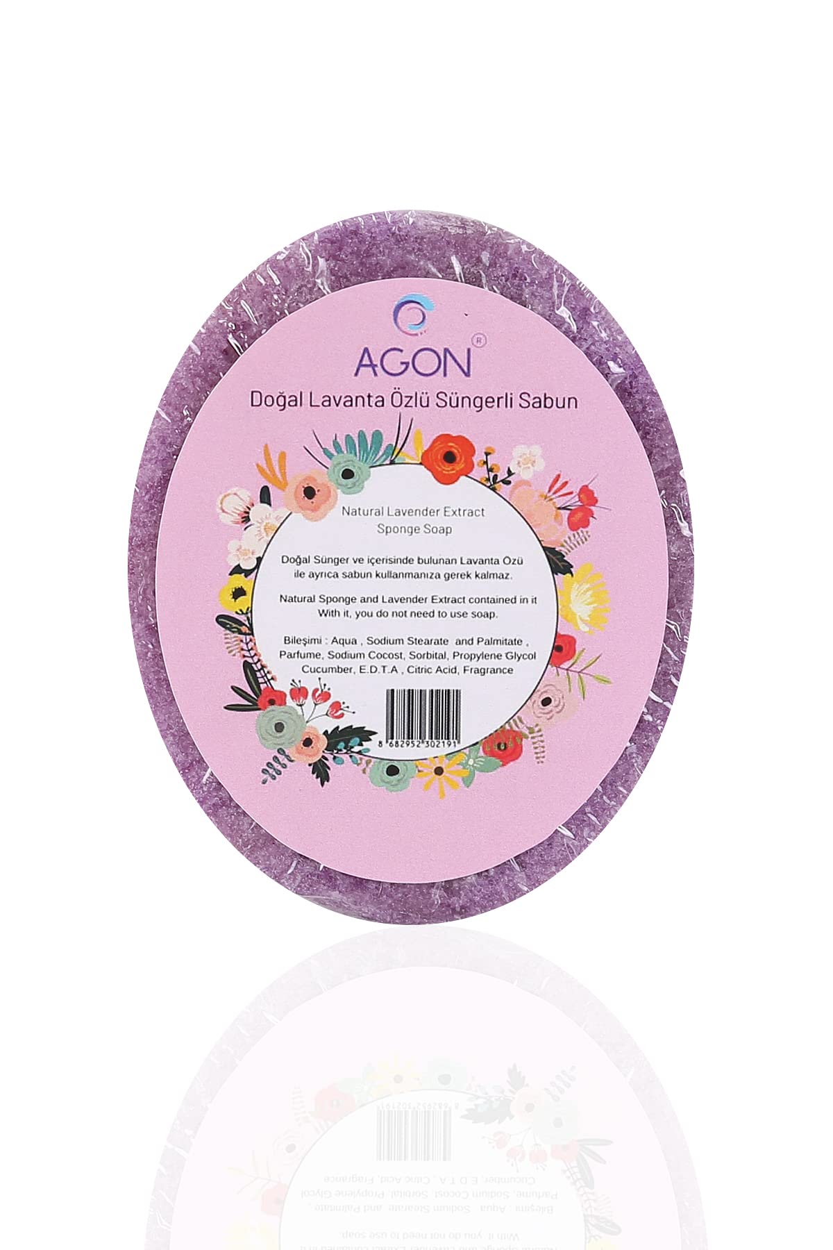 Agon Doğal El Yapımı Lavanta Özlü Sabunlu Vücut Duş Süngeri 125 gr