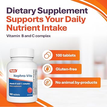 Rugby Nephro-Vite Vitamin B and C Complex, 100 Tablets (1-Pack)