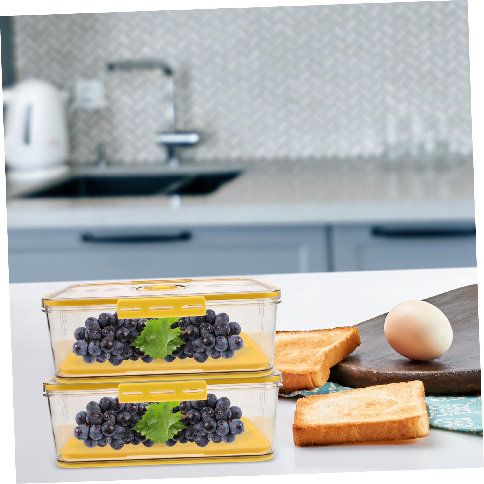 Cabilock Caja Pan Con Tapa Cerradura Sellada Para Refrigerador Almacenamiento De Alimentos Fácil De Limpiar