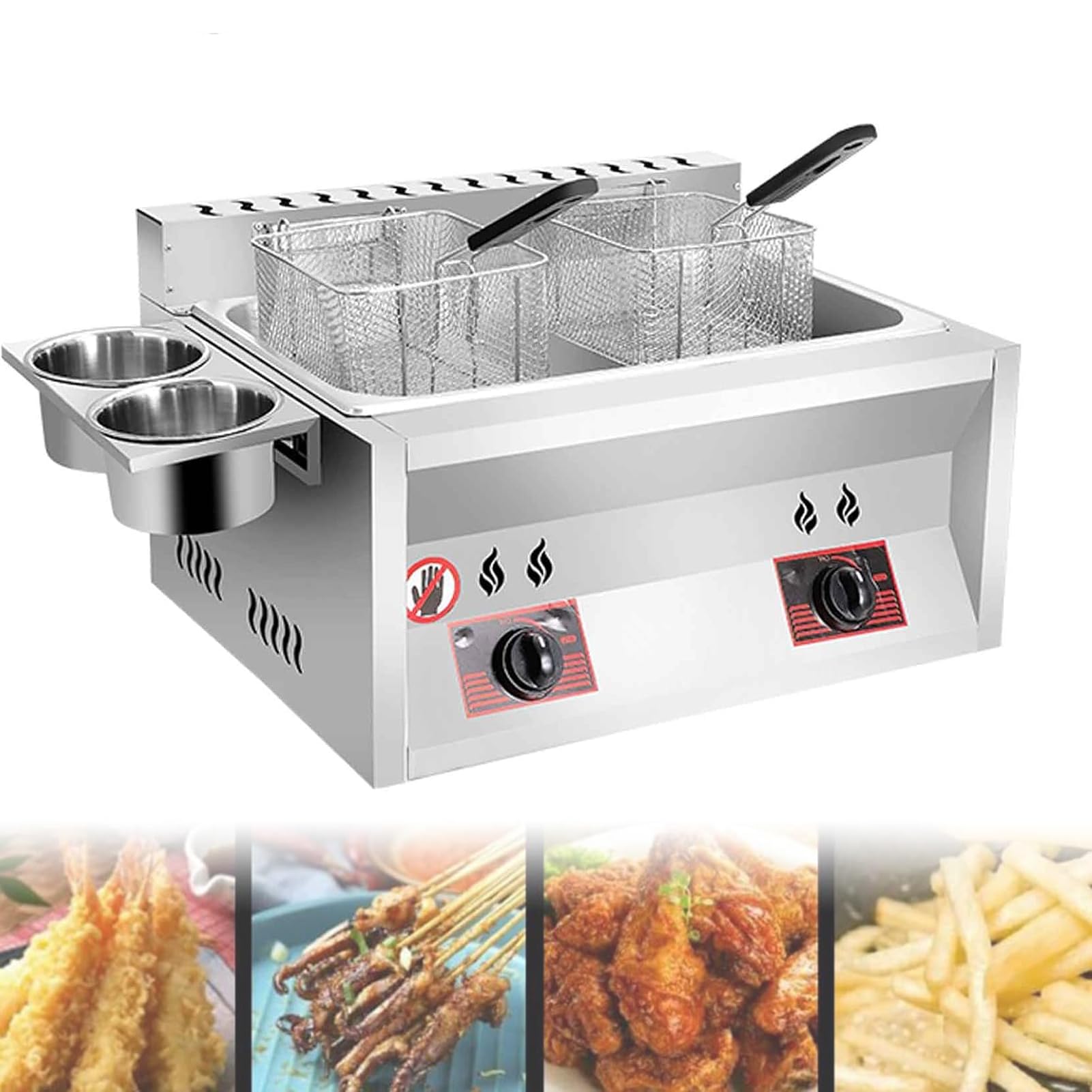 Freidora de Gas Industrial,Freidora Doble de Gran Capacidad,Encendido electrónico,Antideslizante,Ahorro de energía,fácil Limpieza,para Restaurante cafetería,Control de Temperatura