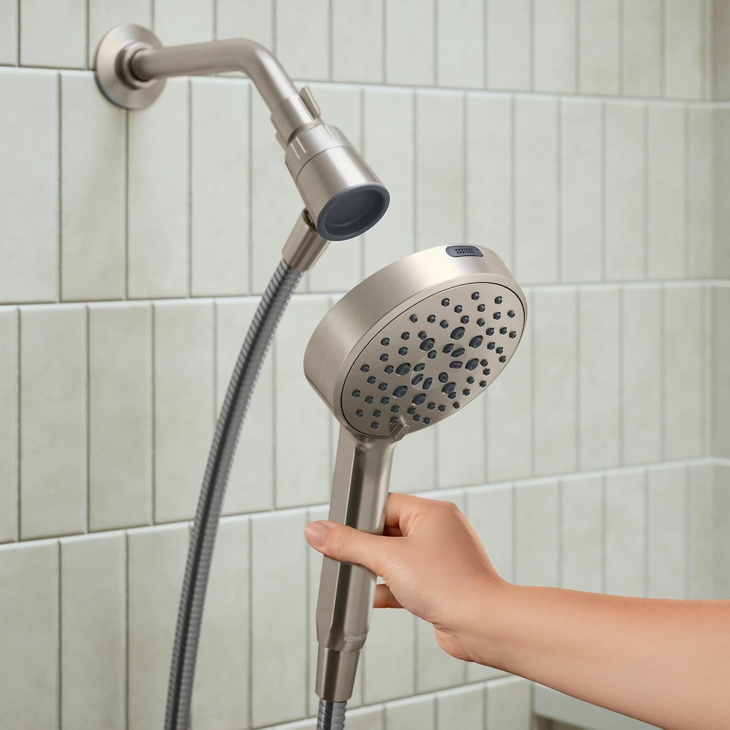 Kohler Assert Handshower Multifunction 6 Spray Modes Pause Magnetic Dock Easy Installation (Brushed Nickel)