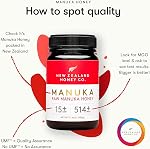 New Zealand Honey Co. Raw Manuka Honey UMF 15+ MGO 514+ - Monofloral, New Zealand Source : Pollens naturels et enzymes - UMF Certifié pour le bien-être quotidien - 500g (17.6oz)