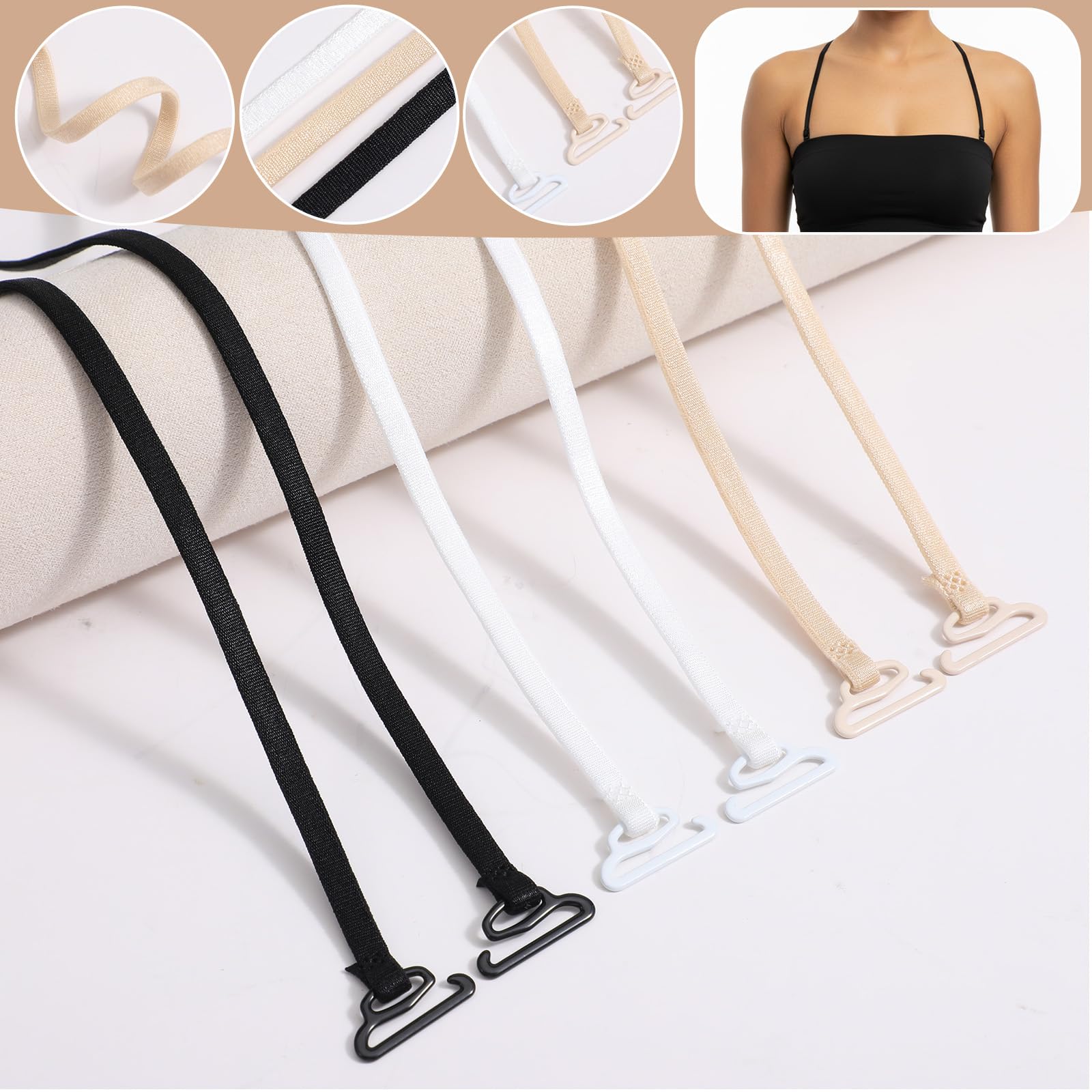 Ouligay 21 Stück Durchsichtige BH Träger Unsichtbare Klare Verstellbare BH-Träger Clips rutschfeste BH-Klammer Rücken Elastische Ersatz BH Schultergurte Bhzubehör für Damen Bra