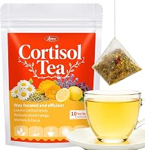 Auranic Natural Cortisol Reducing Tea for Sleep Time Relaxation, Loose Leaf Herbal Teabags Stress Reducer Manager with Ashwagandham, Chamomile & Lavender, Men and Women Mood Swing, Mental Clarity