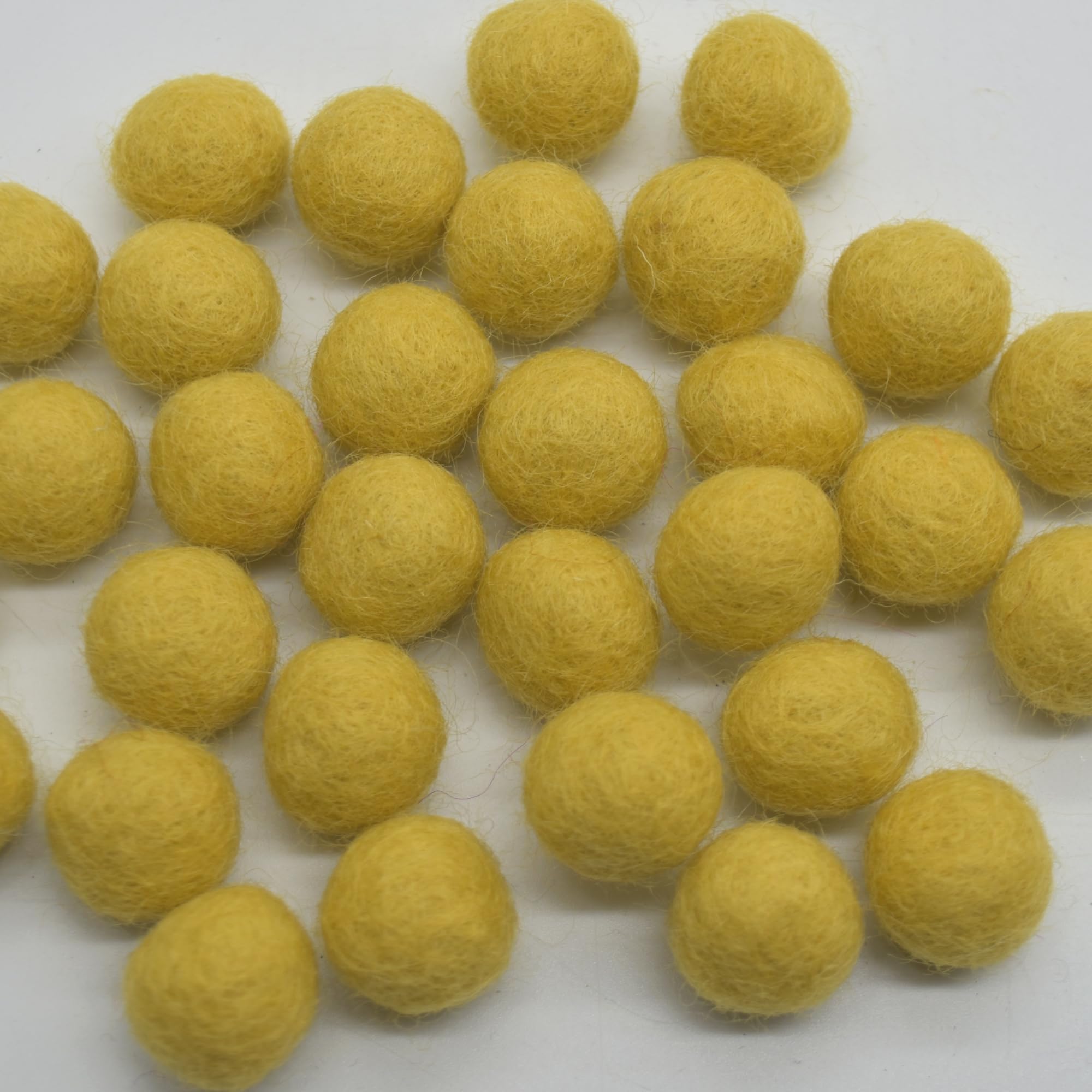 Oriental Direct Based In Yorkshire Light Mustard Yellow 100% Wool Felt Balls - 10 Felt Balls - 1.5Cm
