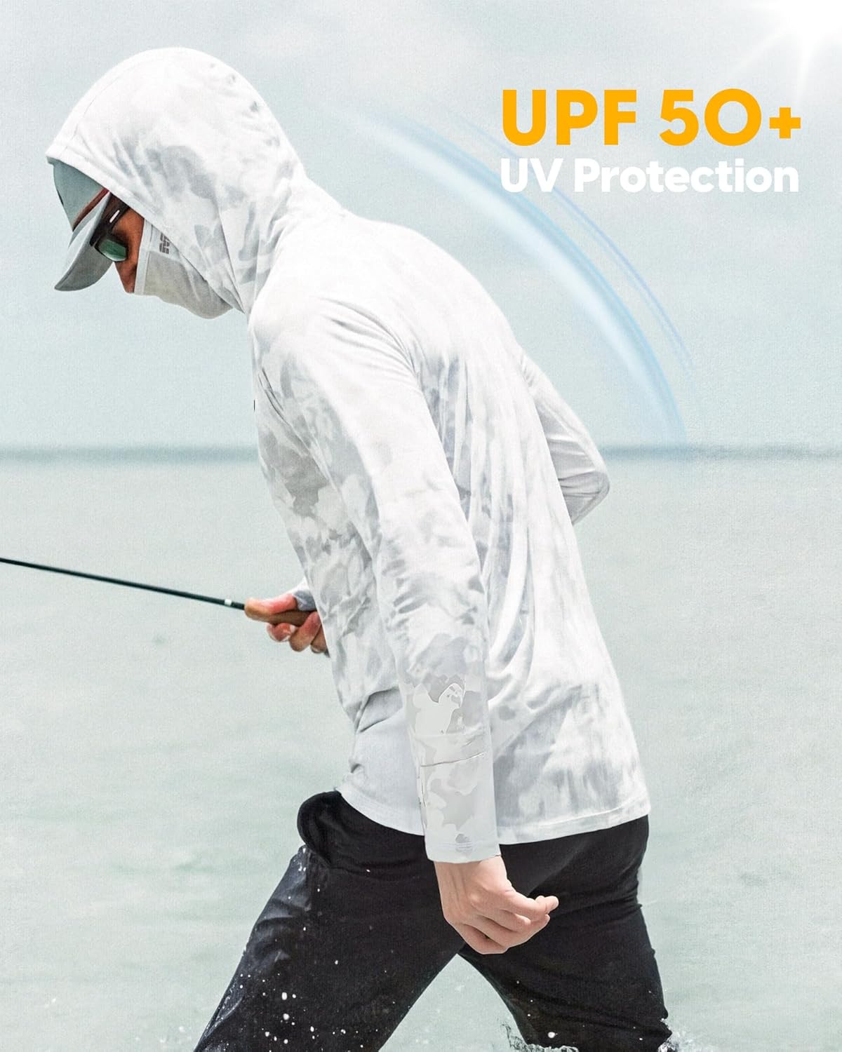 maamgic Men’s UPF 50+ Fishing Shirt Sun Hoodie with Detachable Face Mask, Long Sleeve UV Rash Guard - Image 7