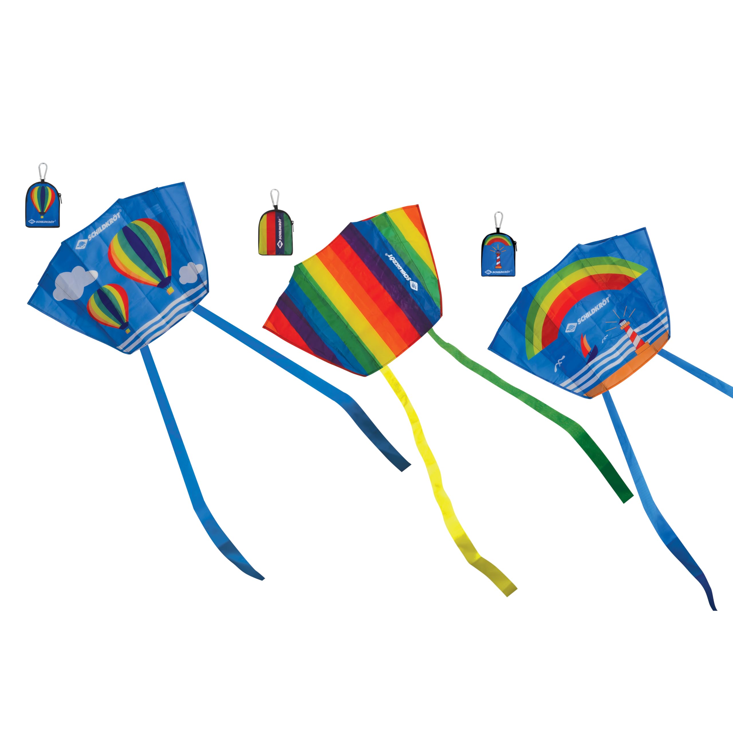 Schildkröt® Poket Kite L, poręczny smok, 65 x 45 cm, w zestawie linka poliestrowa 5 kp z uchwytem, 2-4 Beaufort, 970405
