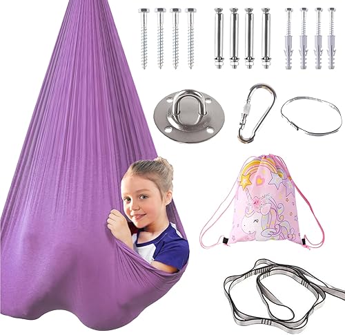 Columpio sensorial de terapia interior para niños, necesidades especiales, columpios de techo para acurrucarse, hamaca de tela ajustable para