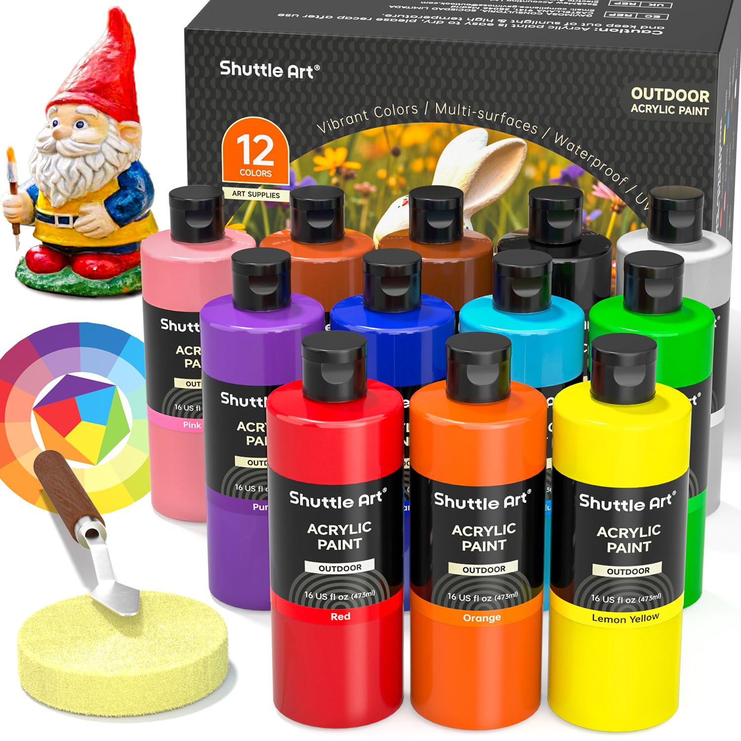 Shuttle Art Outdoor Acrylic Paint Set 12 Colors
