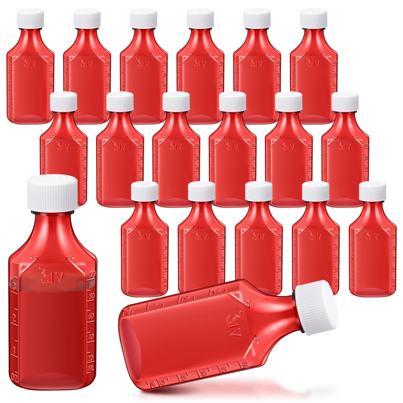 Reallnaive 20 Pcs 4 oz Liquid Medicine Bottles with Caps, Amber