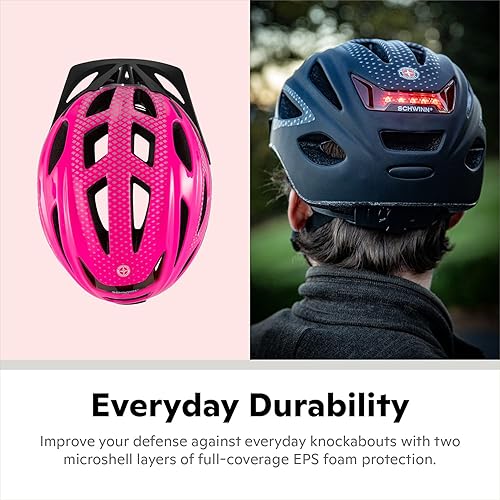 Miniatura 9 de Schwinn Beam - Casco de bicicleta con luz LED con diseño reflectante para adultos con sistema de comodidad de 360 grados con ajuste de dial