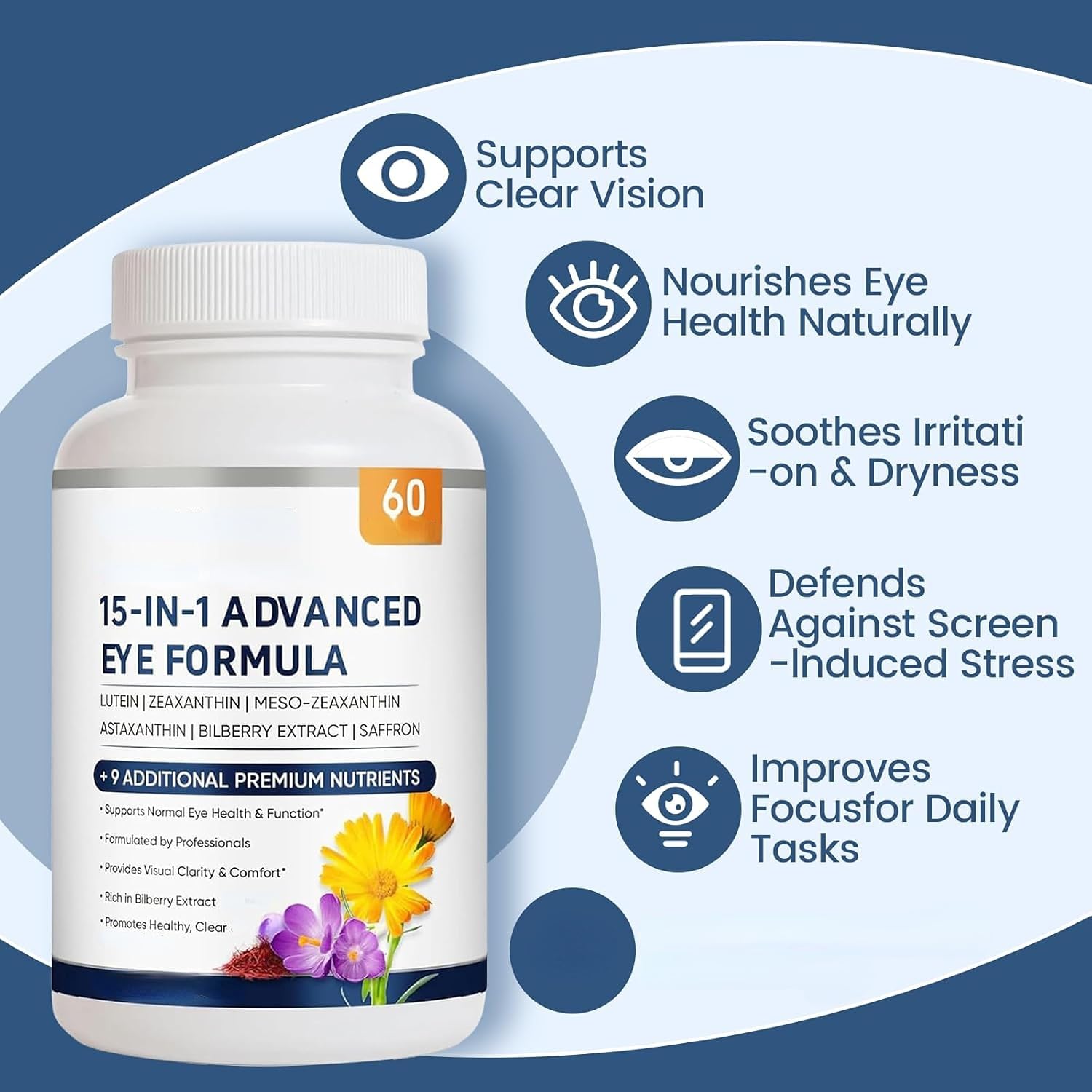 15 in 1 Advanced Eye Formula Mit Lutein, Zeaxanthin-Extrakt Und Carotinoid-Komplex ,2psc