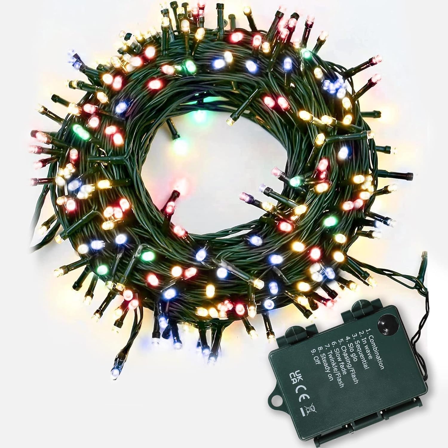 Shatchi Multicolour 100 Leds Battery Operated Fairy Lights Waterproof Indoor/Outdoor 8 Changing Modes Timer Christmas Wedding Party Birthday Decorations