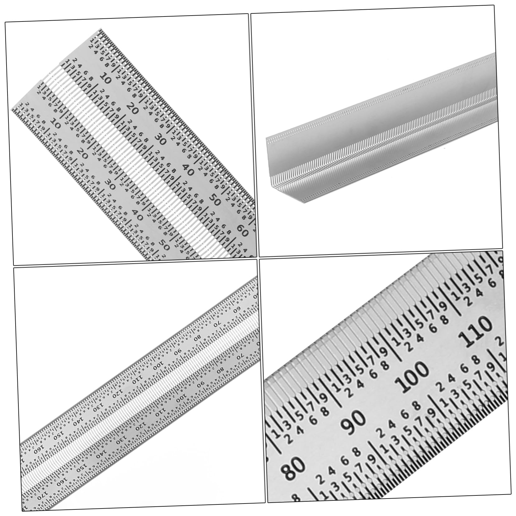 BESTonZON 3pièces Équerre De Mesure Acier Règle De Menuiserie Précise Avec Échelles Fines Outil De Traçage Pour De Bricolage Et Aménagement Intérieur