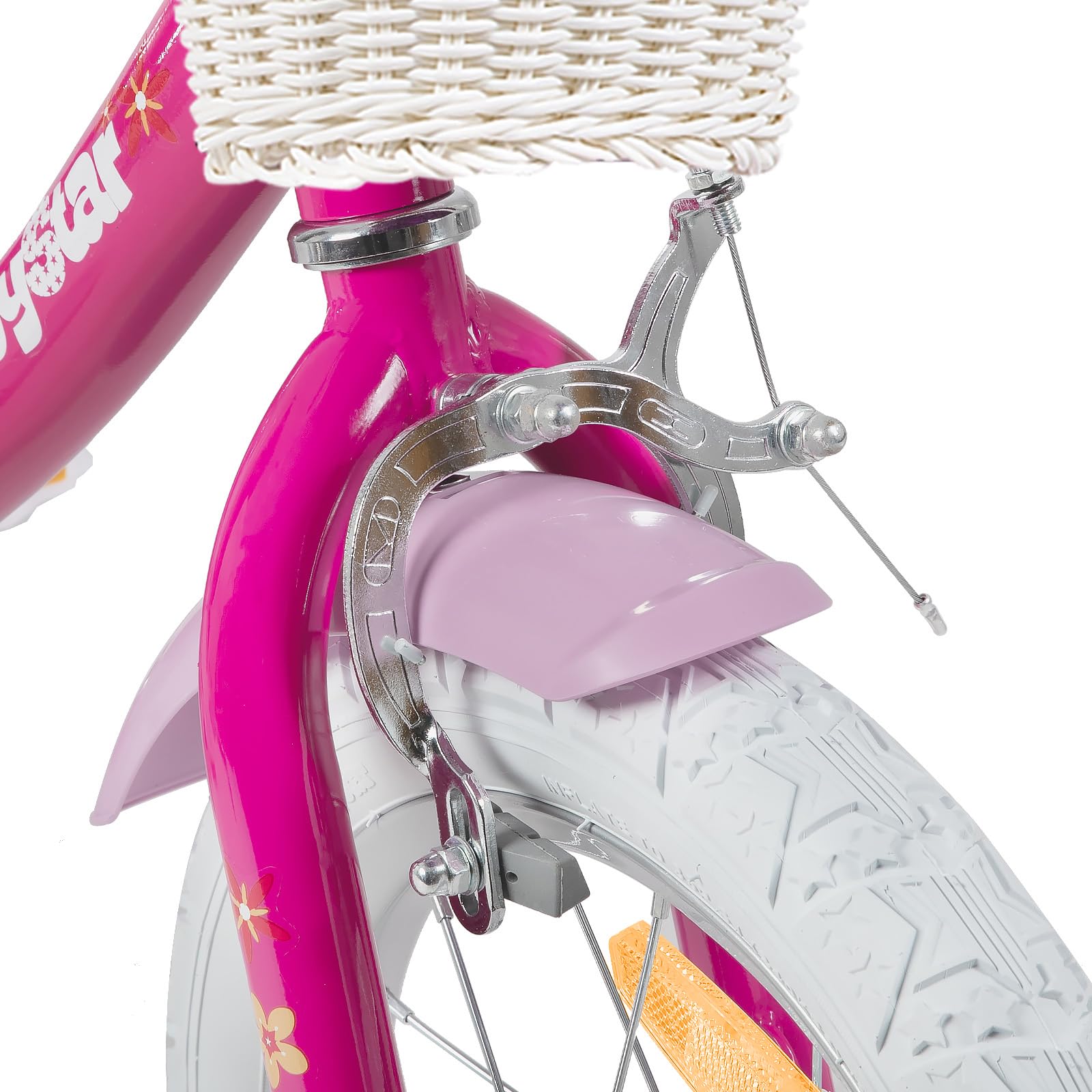 JOYSTAR Bicicleta Unicornio 12/14/16/18 Pulgadas para Niñas de 2-9 años, Bicicleta Infantil con Asiento de Muñeca y Ruedas Estabilizadoras y Cesta