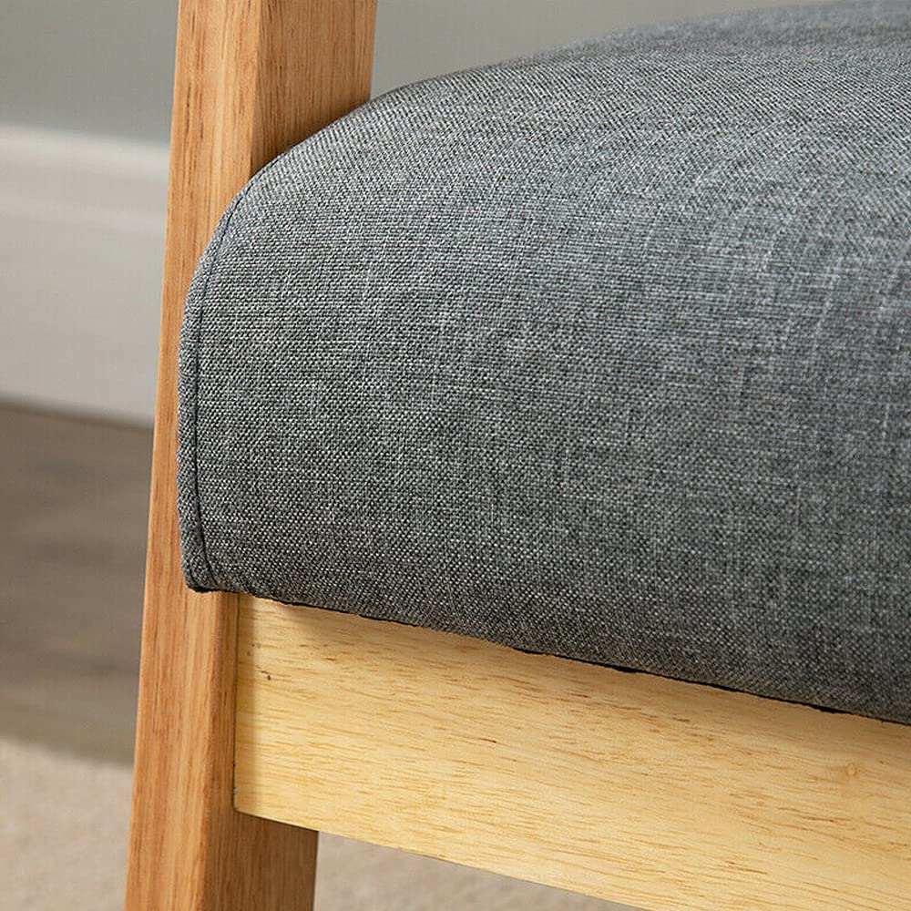 Dripex Divano a 2 posti, in tessuto, moderno e scandinavo, divano lounge in legno e tessuto di lino, per soggiorno, camera da letto, ufficio, grigio scuro, 113 x 67 x 75 cm, Grigio Scuro