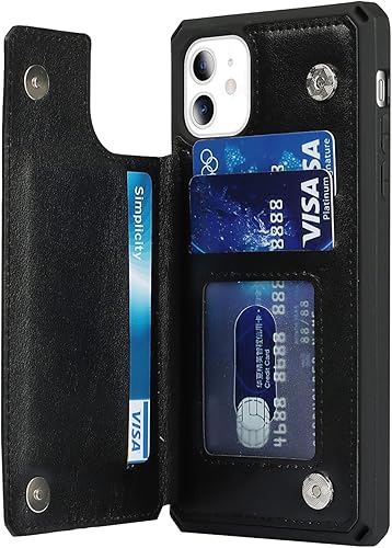 Miniatura 113 de Cavor for iPhone 11 Wallet Case with Card Slots Holder,Premium PU Leather Kickstand Feature Case [Wrist Strap] Double Magnetic Clasp Shockproof Flip