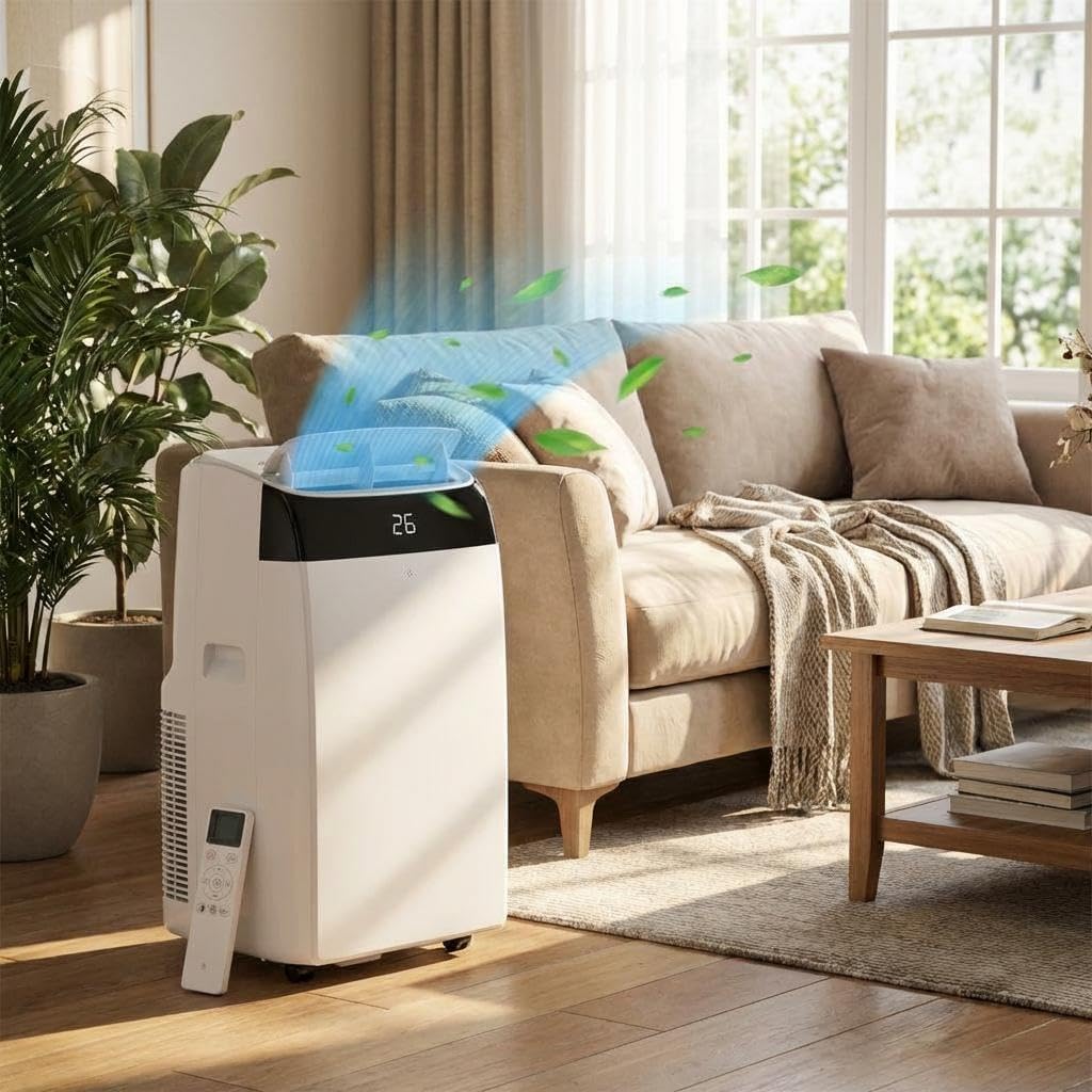 GarveeMore Aire Acondicionado Portátil 10000 BTU TCL 3 en 1 Frío Ventilador y Deshumidificador Clase A+ Enfriamiento Rápido 2930W Control Remoto Hogar Oficina Blanco — view 7