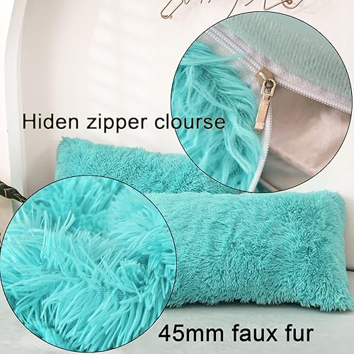 Miniatura 4 de MorroMorn Fundas de Almohadas Decorativas, 2 Paquetes de Fundas de Almohada de Piel Sintética Tamaño Estándar, Lujosas Fundas de Almohada Peludas