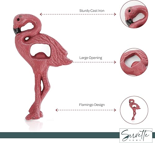 Miniatura 4 de Flamingo - Abrebotellas de cerveza de hierro fundido, color rosa
