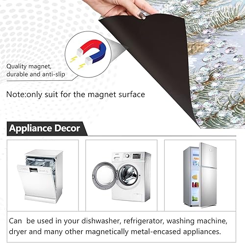 Miniatura 3 de Regalos de muñeco de nieve de Navidad, cubierta magnética para lavavajillas, puerta delantera, copos de nieve de invierno, cubiertas decorativas