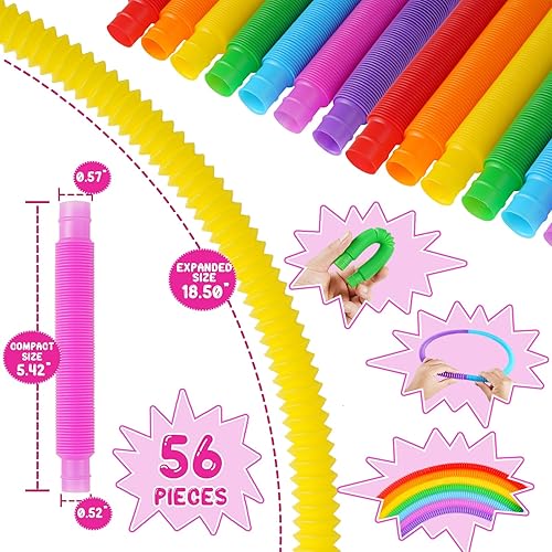 Miniatura 3 de Vanblue Paquete de 56 tubos para reventar burbujas, regalos de fiesta para niños de 8 a 12 4 a 8 juguetes sensoriales para ansiedad, bolsa de