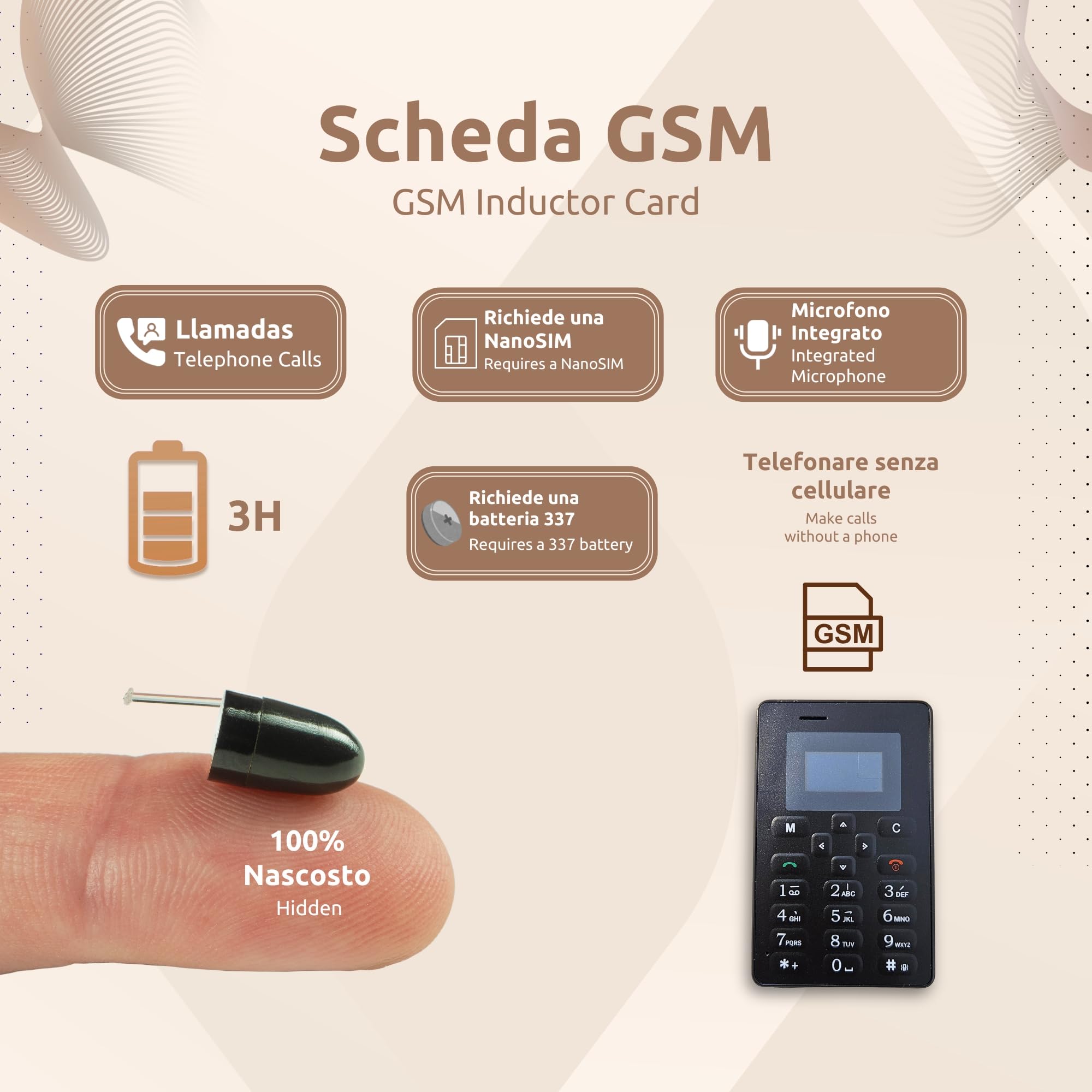Orecchietti Spy Vip Pro Mini GSM - Microfono Invisibile - Dettaglio