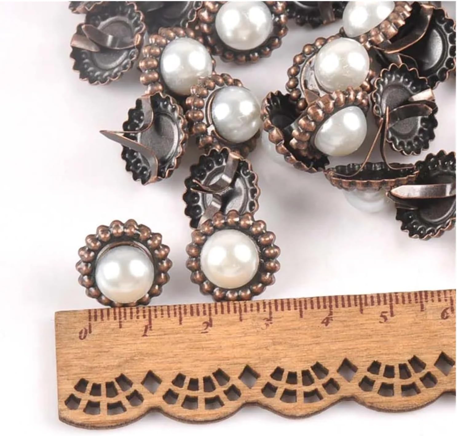 100Pcs 15x16mm Round Pearl Brads for Scrapbooking
